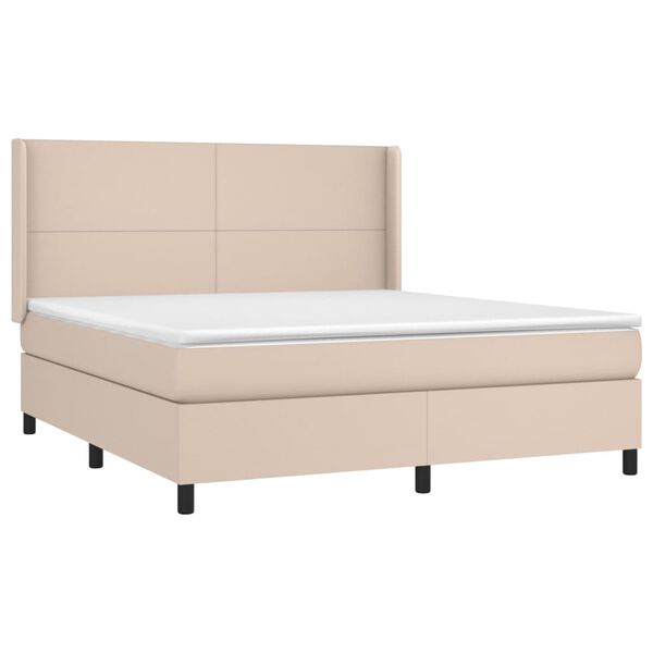 vidaXL Boxspring met matras en LED kunstleer cappuccinokleur 160x200cm
