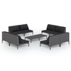 vidaXL 9-delige Loungeset met kussens poly rattan donkergrijs