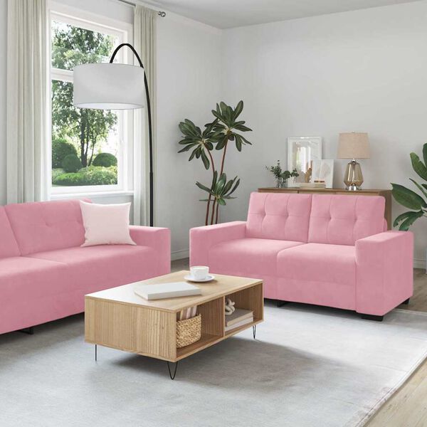 vidaXL Bankstel 3 pcs Roze 221 x 80 x 80 cm Fluweel