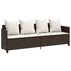 vidaXL Ligbed met kussens poly rattan bruin