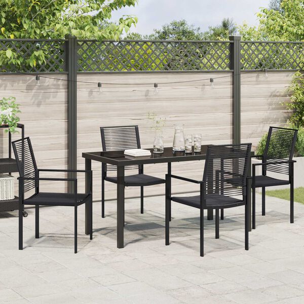 vidaXL Tuin eettafelset 5 pcs Zwart Gepoedercoat staal