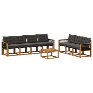 vidaXL Buiten bankenset met kussen 8 pcs Naturel en Zwart