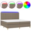 vidaXL Boxspring met matras en LED stof taupe 200x200 cm