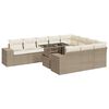 vidaXL 11-delige Tuinset met kussens poly rattan beige