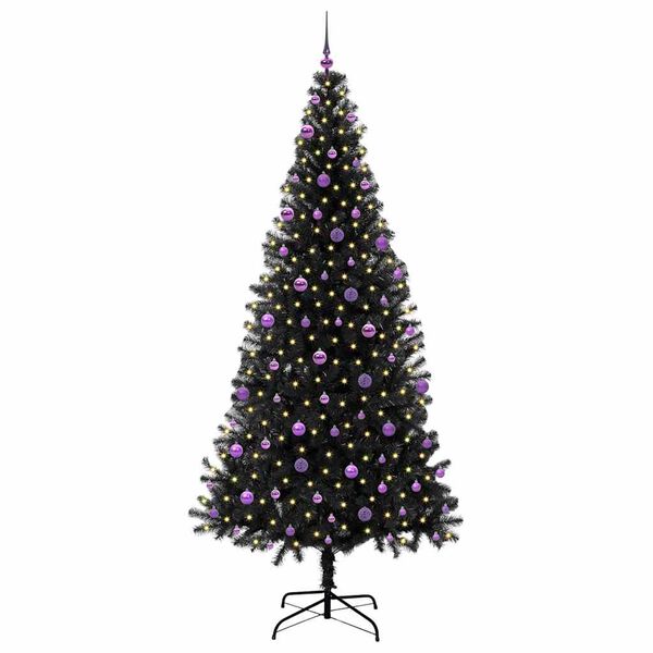 vidaXL Kerstboom met 300 LED met standaard Zwart 240 cm PVC