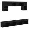 vidaXL TV Wand Eenheden met LED 6 st Zwart Eiken Bewerkt hout