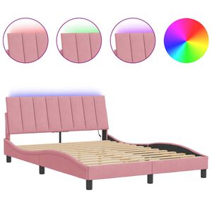 vidaXL Bedframe met LED zonder matras "Hanko" fluweel roze 120x200 cm