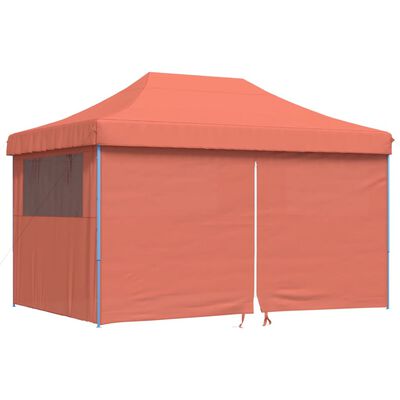 vidaXL Partytent inklapbaar pop-up met 4 zijwanden terracottakleurig