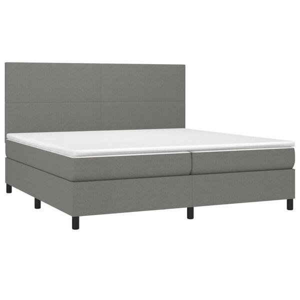 vidaXL Boxspring met matras en LED stof donkergrijs 200x200 cm