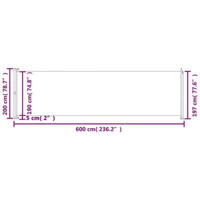 vidaXL Tuinscherm uittrekbaar 200x600 cm bruin