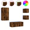 vidaXL 5-delige tv-wandmeubelset met LED bewerkt hout gerookt eiken