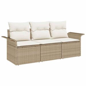 vidaXL Bankstel met kussen 3 pcs Beige en Cr&egrave;me poly rattan