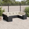 vidaXL 9-delige Loungeset met kussens poly rattan zwart