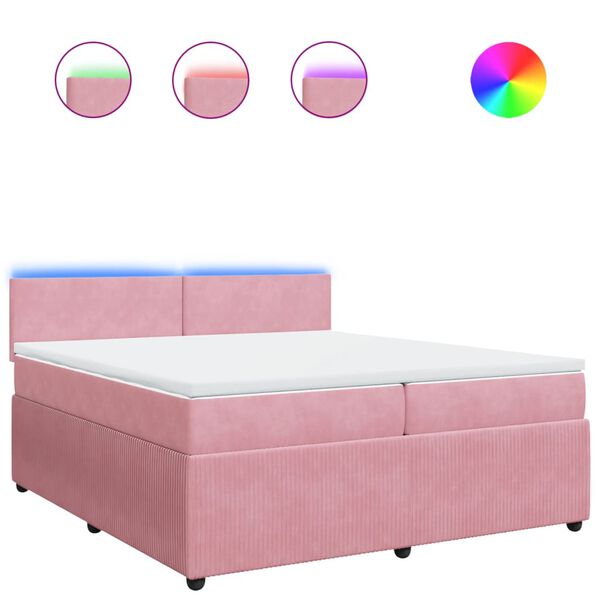 vidaXL Boxspring met matras fluweel roze 200x200 cm