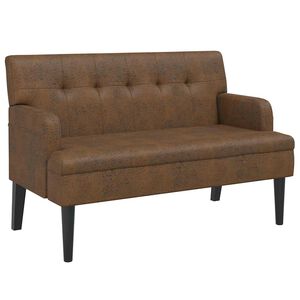 vidaXL Bankje met rugleuning 112x65,5x75 cm kunstsu&egrave;deleer bruin