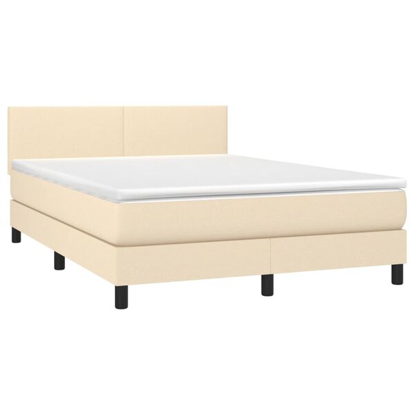 vidaXL Boxspring met matras stof cr&egrave;mekleurig 140x190 cm