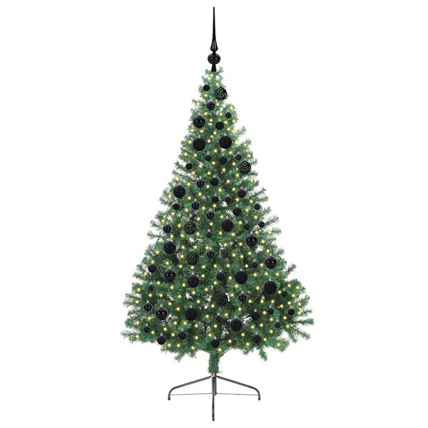 vidaXL Kunstmatig Voorverlicht Kerstboom met 300 LED Groen 180 cm PVC