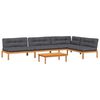 vidaXL 5-delige Loungeset pallet met kussens massief acaciahout