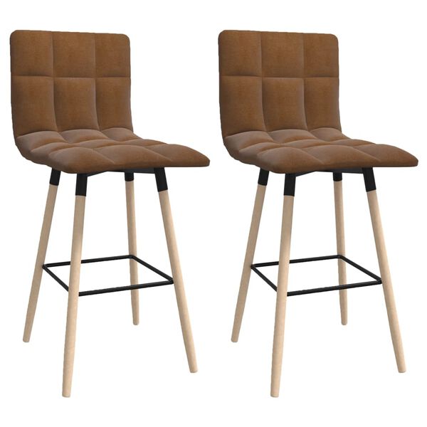 vidaXL Barkrukken 2 st stof bruin