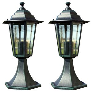 vidaXL Tuinlampen 2 st aluminium donkergroen/zwart