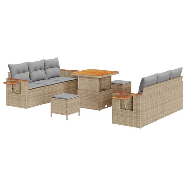 vidaXL Tuin Sofa Set met kussen 9 pcs beige en lichtgrijs