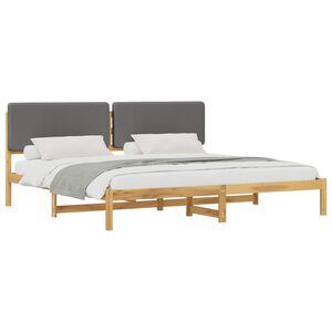 vidaXL Bedframe met gestoffeerd hoofdbord Whitewash en lichtgrijs