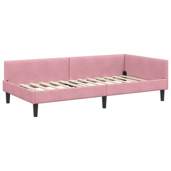 vidaXL Hoekbedframe met hoofdeinde Roze 90 cm x 190 cm Fluweel