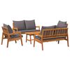 vidaXL Bistroset met kussen 5 pcs Bruin Massief Acaciahout