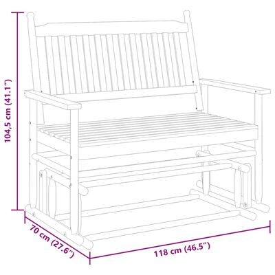 vidaXL Schuifbankje 118x70x104,5 cm massief populierenhout wit