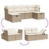 vidaXL 6-delige Loungeset met kussens poly rattan beige
