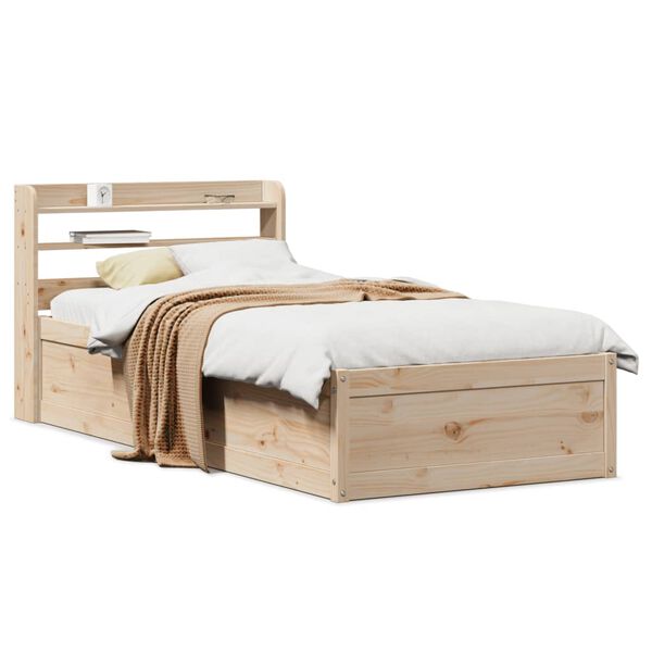 vidaXL Bedframe met hoofdbord massief grenenhout 100x200 cm