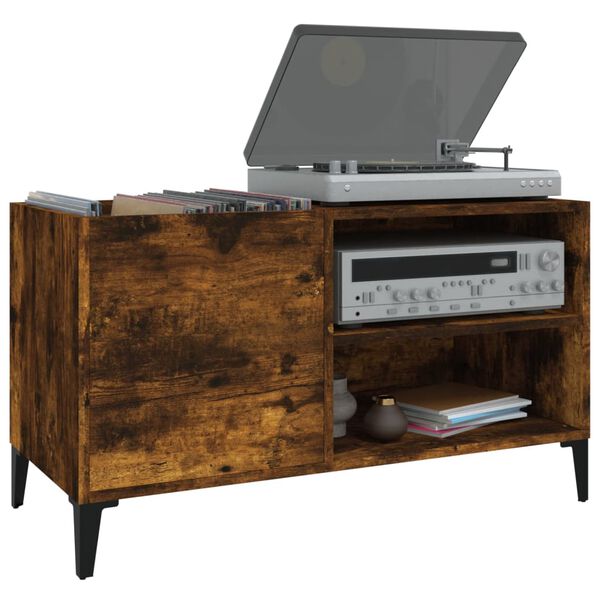 vidaXL Platenkast 84,5x38x48 cm bewerkt hout gerookt eikenkleurig