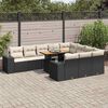 vidaXL 10-delige Loungeset met kussens poly rattan acacia zwart