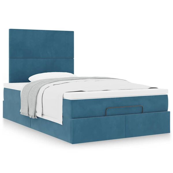 vidaXL Ottoman bed met matrassen 120x200cm fluweel donkerblauw