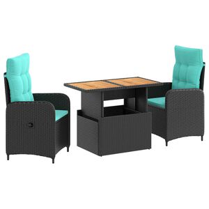 vidaXL Buiten eettafelset 3 st poly rattan