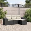 vidaXL 4-delige Loungeset met kussens poly rattan zwart