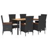 vidaXL 7-delige Tuinset met kussens poly rattan zwart