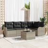 vidaXL Tuin Sofa Set met kussen met opslag 6 pcs Grijs Poly riet