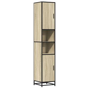 vidaXL Badkamerkast 35x37,5x188,5 cm hout en metaal sonoma eikenkleur