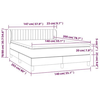 vidaXL Boxspring met matras fluweel donkergroen 140x200 cm