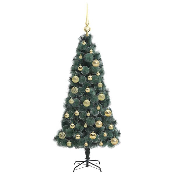 vidaXL Kunstkerstboom met verlichting en ballenset Groen 120 cm PET