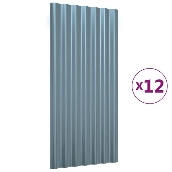 vidaXL Dakpanelen 12 st 80x36 cm gegalvaniseerd staal grijs