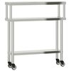 vidaXL Keukenwerktafel met bovenschap 110x30x120 cm roestvrij staal