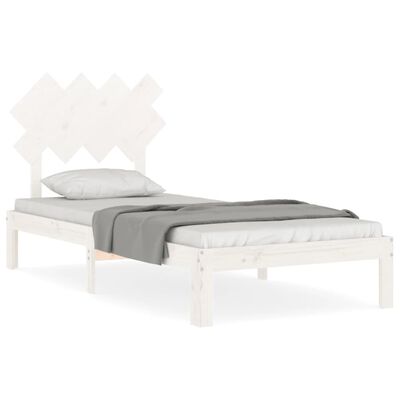 vidaXL Bedframe met hoofdbord massief hout wit