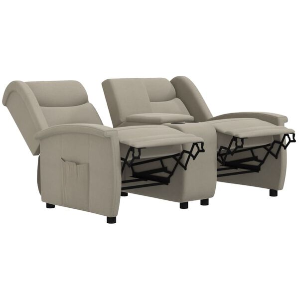 vidaXL Fauteuil 2-zits verstelbaar microvezelstof lichtgrijs