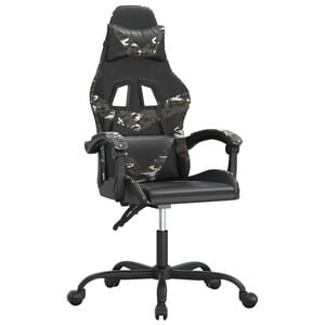 vidaXL Gamestoel draaibaar kunstleer zwart en camouflage