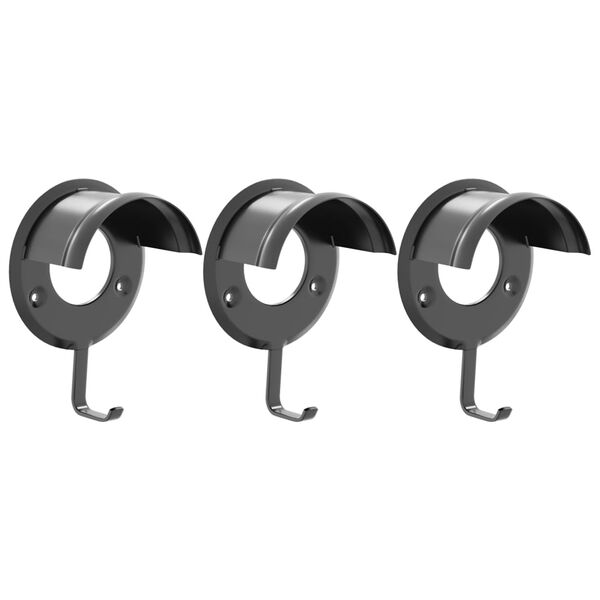 vidaXL Hoofdstelhouders 3 st wandgemonteerd ijzer zwart