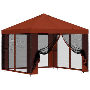 vidaXL Tuin Gazebo met Zijwanden 3 x 3 m Terracotta Polyester en staal