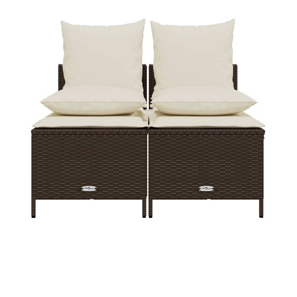 vidaXL 4-delige Loungeset met kussens poly rattan bruin