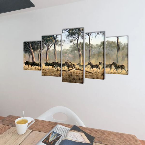 Canvas muurdruk set zebra 100 x 50 cm